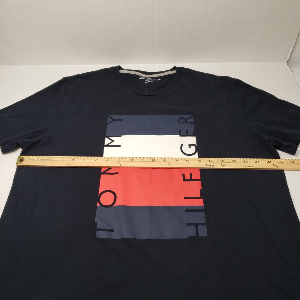 Tommy Hilfiger T-Shirt Mens XL Blue Logo Short Sleeve Crew Neck Graphic Tee Flag - Picture 4 of 16
